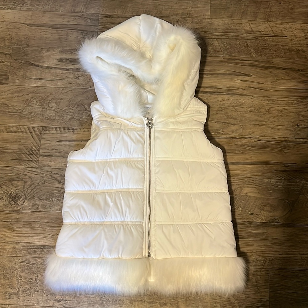 Girls puffer fur vest